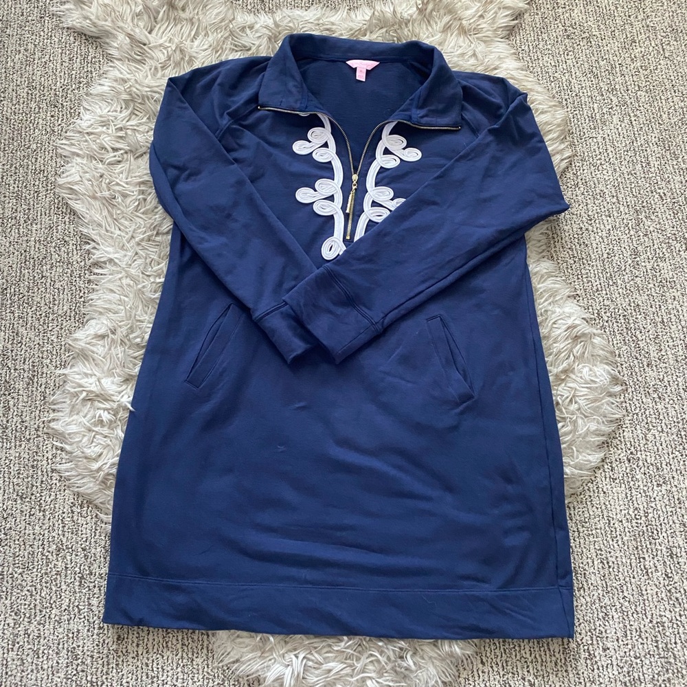 Lilly Pulitzer Navy Blue Embroidered Midi Dress - Picture 13 of 13